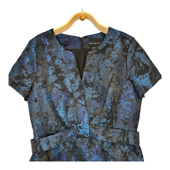 SHANI Jacquard Bow Detail Dress in Blue  Sz: 12 - Picture 3 of 9